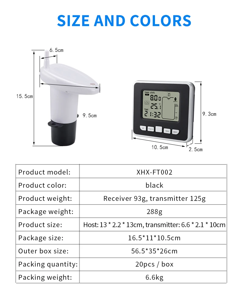 Ts-Ft002 Digital Signal Level-Meter Electronic Depth Wireless Transmitter Non-Contact Ultrasonic Water Tank Level Liquid Meter