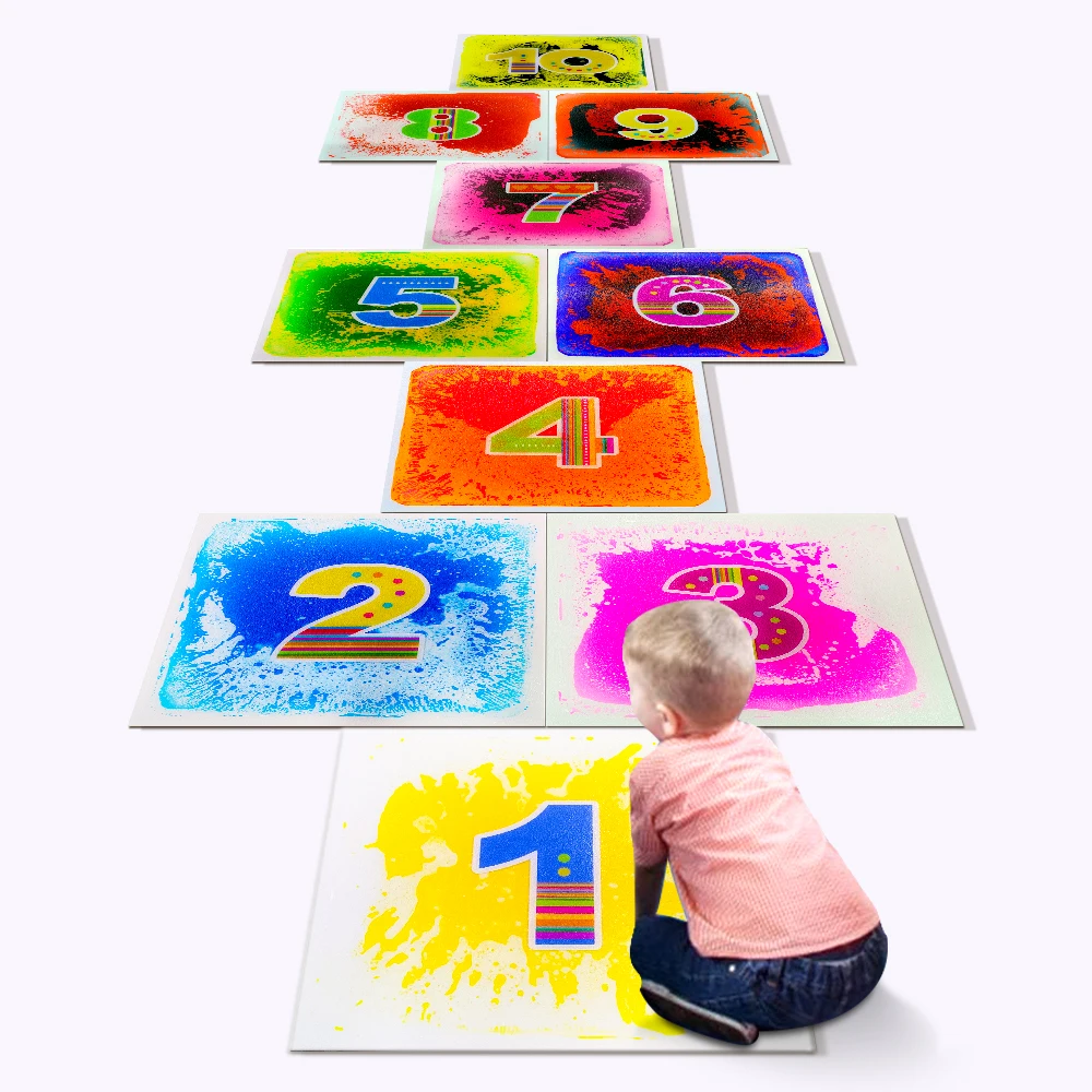 1 Set of 10 New Digital Game Mat Liquid Floor Design for Children's fidget Educational Toy for autistic child Home Use