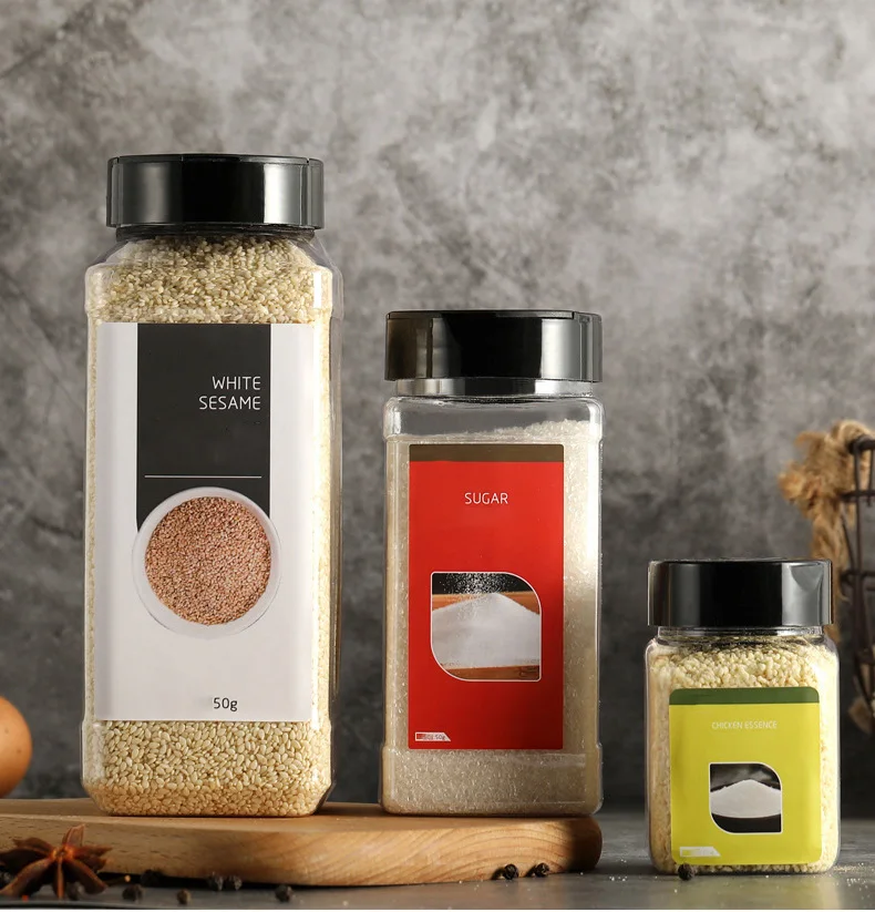 Оптовая продажа инструменты для трав и специй прозрачные пластиковые квадратные контейнеры бутылок с пластиковой крышкой