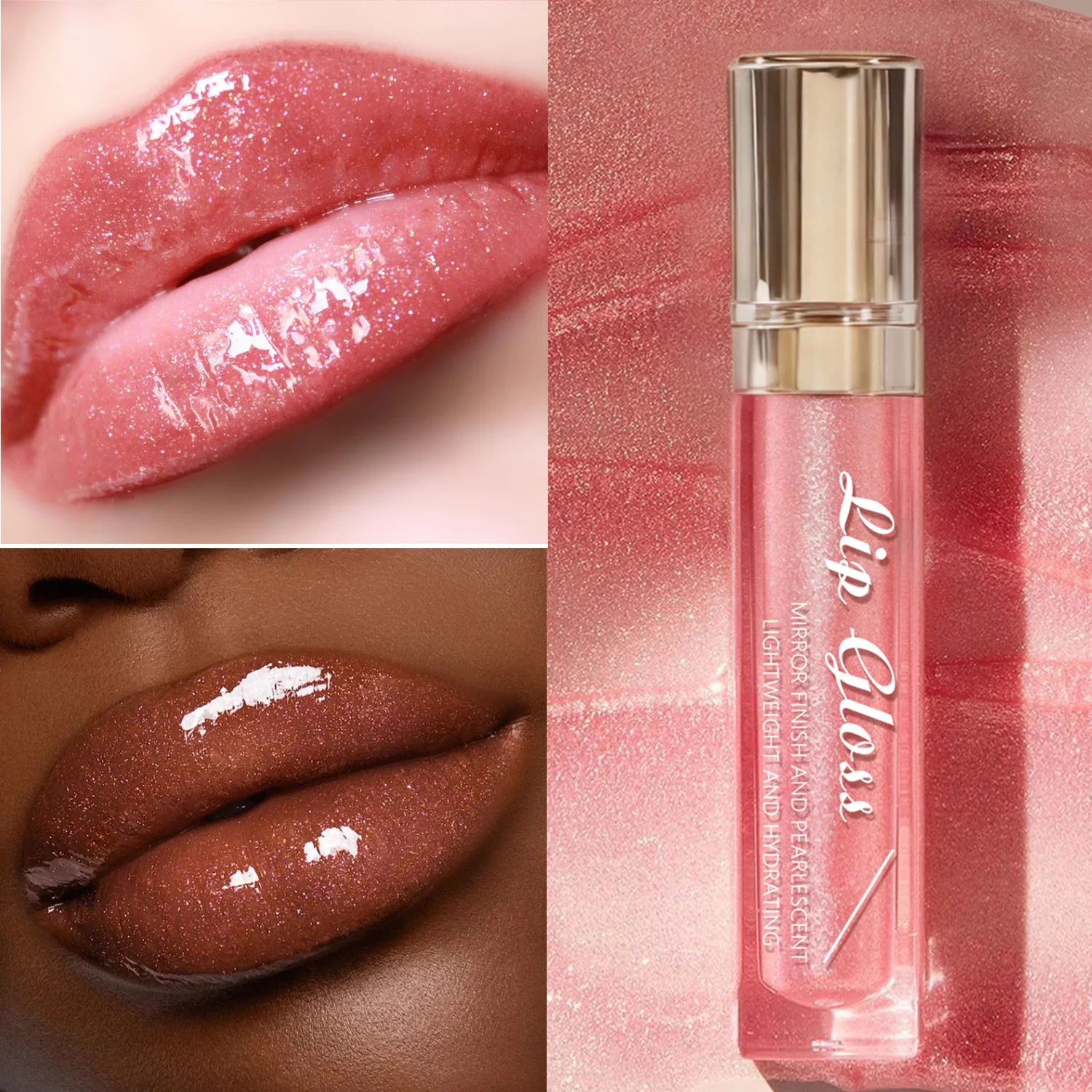 Custom Logo Private Label Natural Liquid Clear Glitter Shiny Glossy Vendor Vegan Lipgloss
