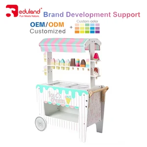 Children Role Play Toy Pretend Wooden Ice Cream Play House Fruit Stalls Kids Educational Wooden Toys