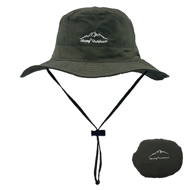 RTS Wholesale Cooling Fisherman Black Bucket Hat Pocket