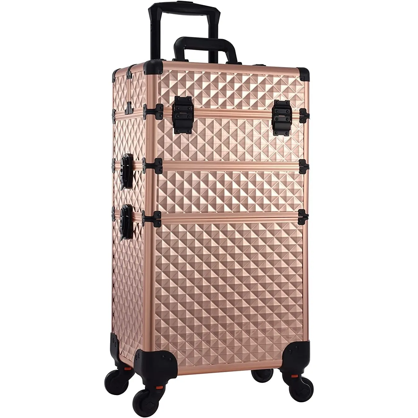 grande cosmetico trolley 3-in-1 per il trucco con ruote caso di bellezza per  unghie custodia per parrucchieri in oro rosa