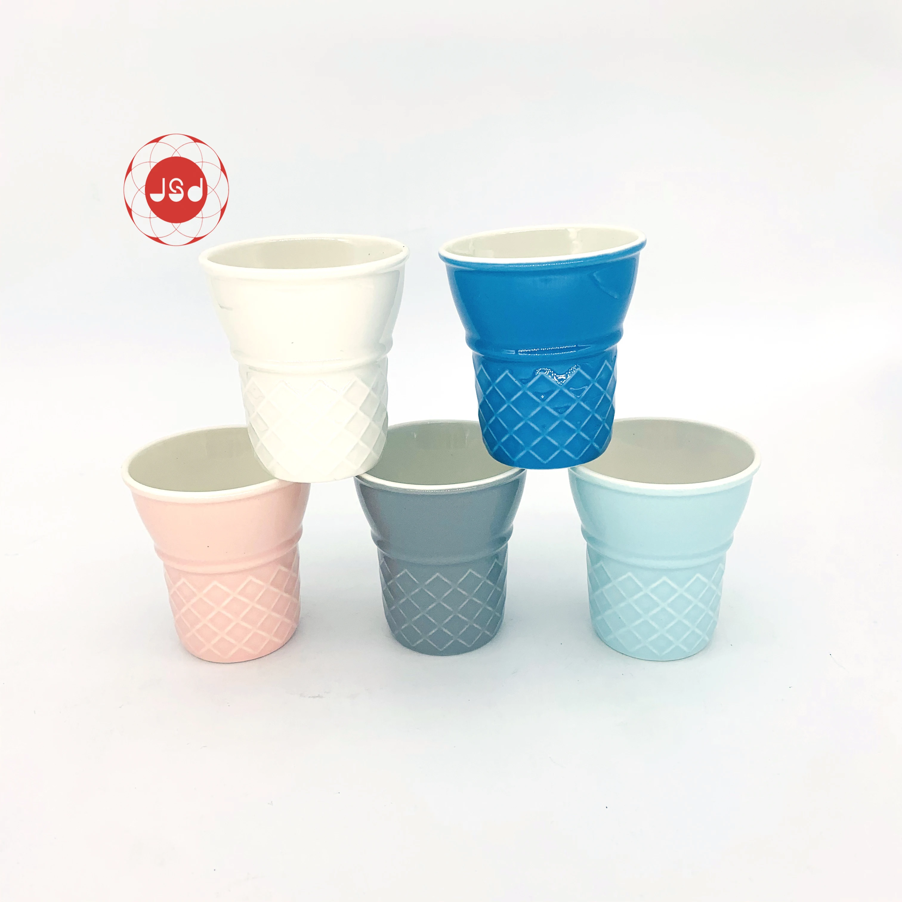 HOT Summer ICE CREAM CONE YELLOW/PINK ICE CREAM CERAMIC CUPS