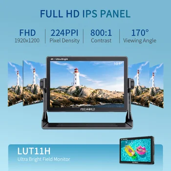 FEELWORLD LUT11H Studio Kit Camera Monitor 10.1" 4K 2000nit  V-Lock Support DSLR Field Monitor Custom Firmware Direct Factory detail image