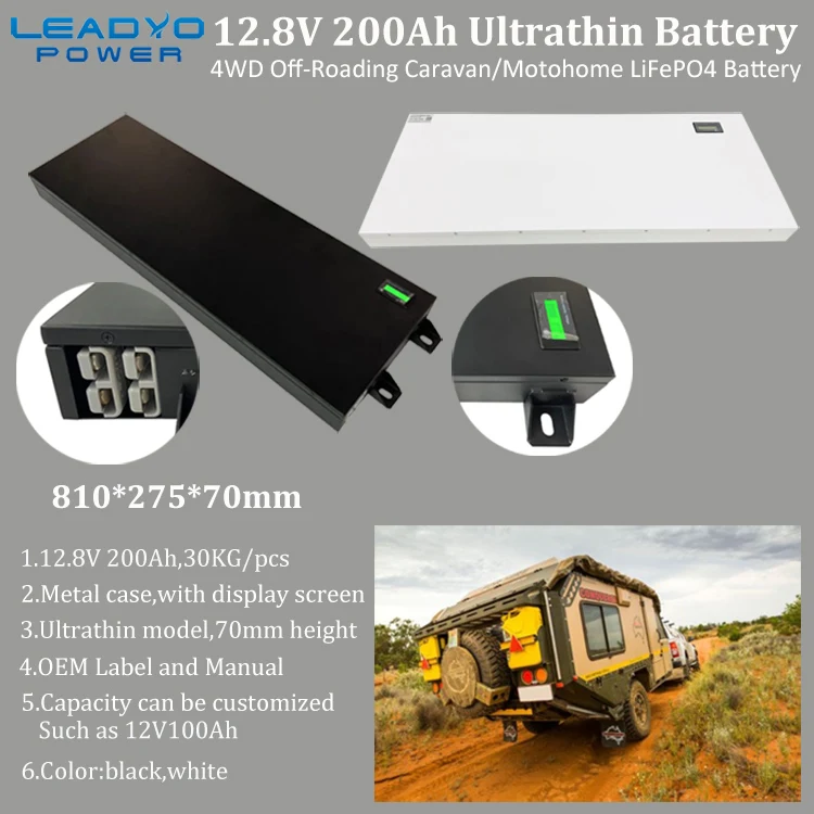Factory custom ultra-thin 12.8V Slimline Lithium Battery 12V 100Ah Ultra thin LiFePO4 Batteries for 4WD offroading Caravan supplier