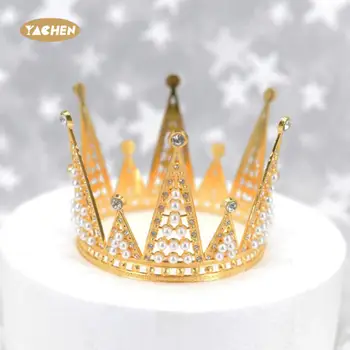 Hot selling birthday decoration mini alloy crown party supplies cake accessories cake topper wedding valentine's day crown