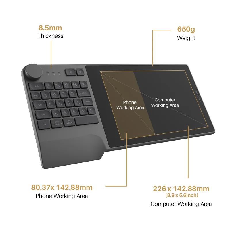 Huion Inspiroy KeyDail KD200 9x6インチインタラクティブワイヤレス