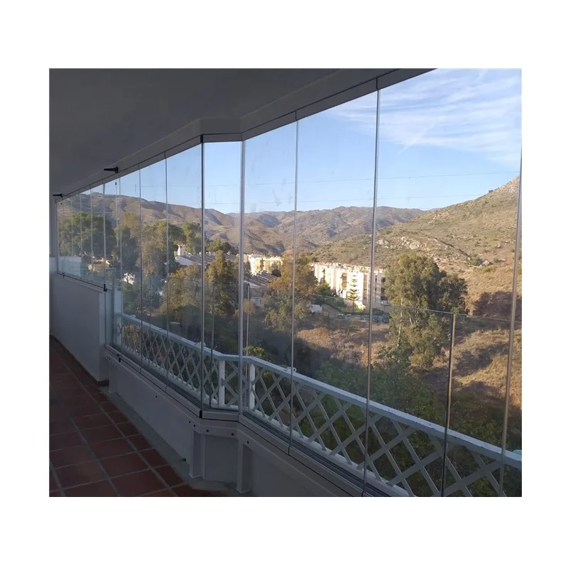CE Frameless Sliding Folding Accordion Stacking Window As Balcony Window Glazing System Super clear Transparent View Panoramic