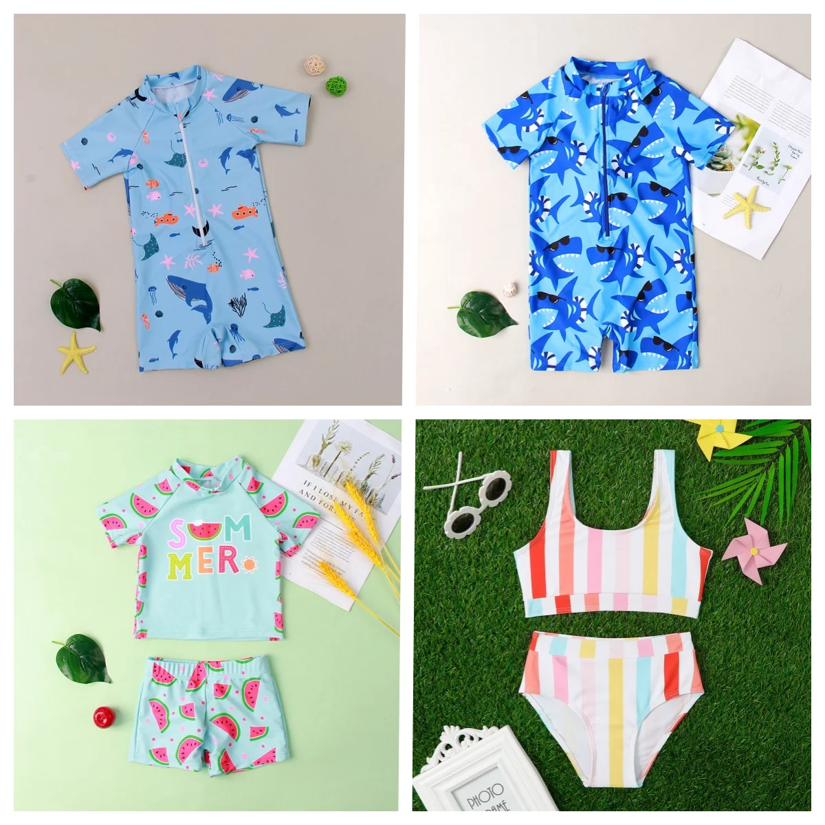 Cheap Factory Price Swimwear Beachwear For Boy Dinosaur Shark Printed