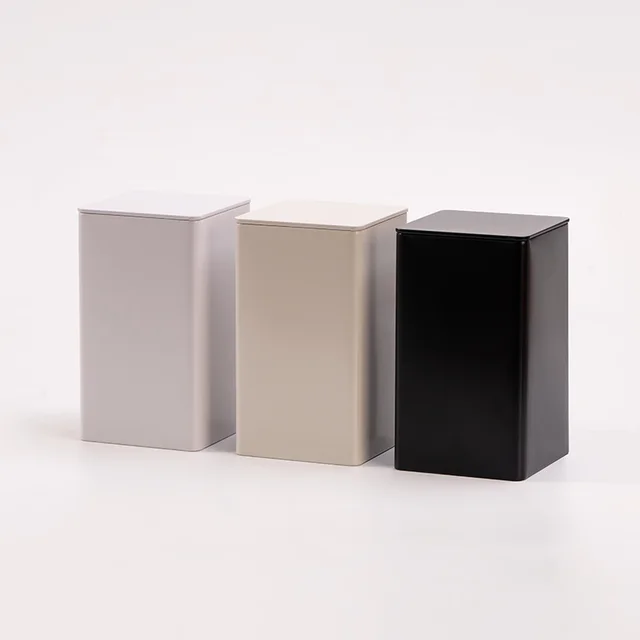 RTS 85*85*150mm Empty Rectangle Tea Tin Can Coffee Metal Tea Tin Cans Packaging for Loose Tea