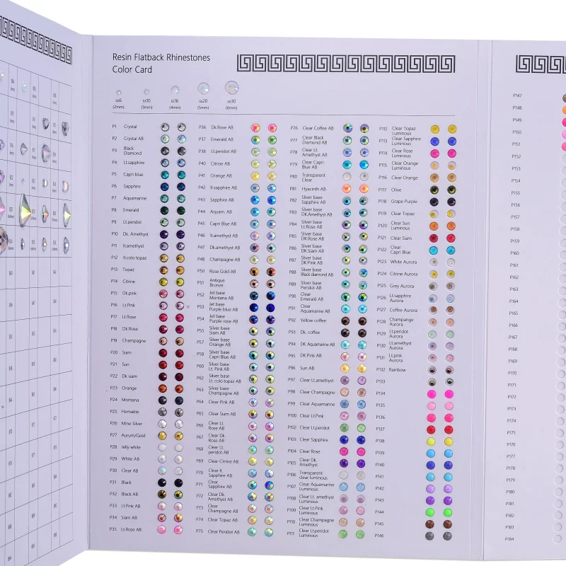 OLeeya Factory Various Color Chart Glass No Hot Fix Rhinestone Over 400 Colors Crystal Rhinestone Color Card Use for Reference