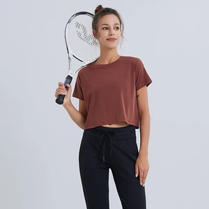 Women Yoga Top Sport T Shirts Fitness Clothes Sexy Workout Short Sleeve Push up Yoga Shirt Gym Top Running Active Wear Sport Top