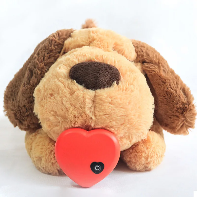 Brown Heartbeat Stuffed Toy For Dogs Pet Anxiety Relief And Calming Aid