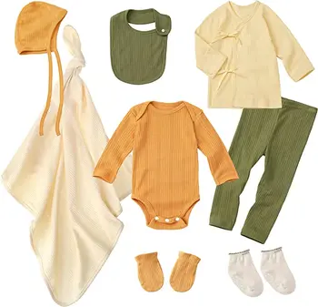 Custom Organic Cotton Bamboo Baby Clothing Sets Newborn Girl Clothes Baby Pair Boy Set Clothes Gift Set Box Baby Clothes