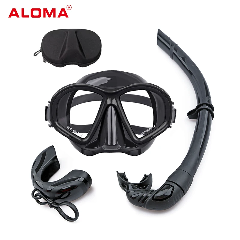 Aloma Hot Sale Snorkeling Mask Waterproof silicone diving mask freediving goggles and wet snorkel set