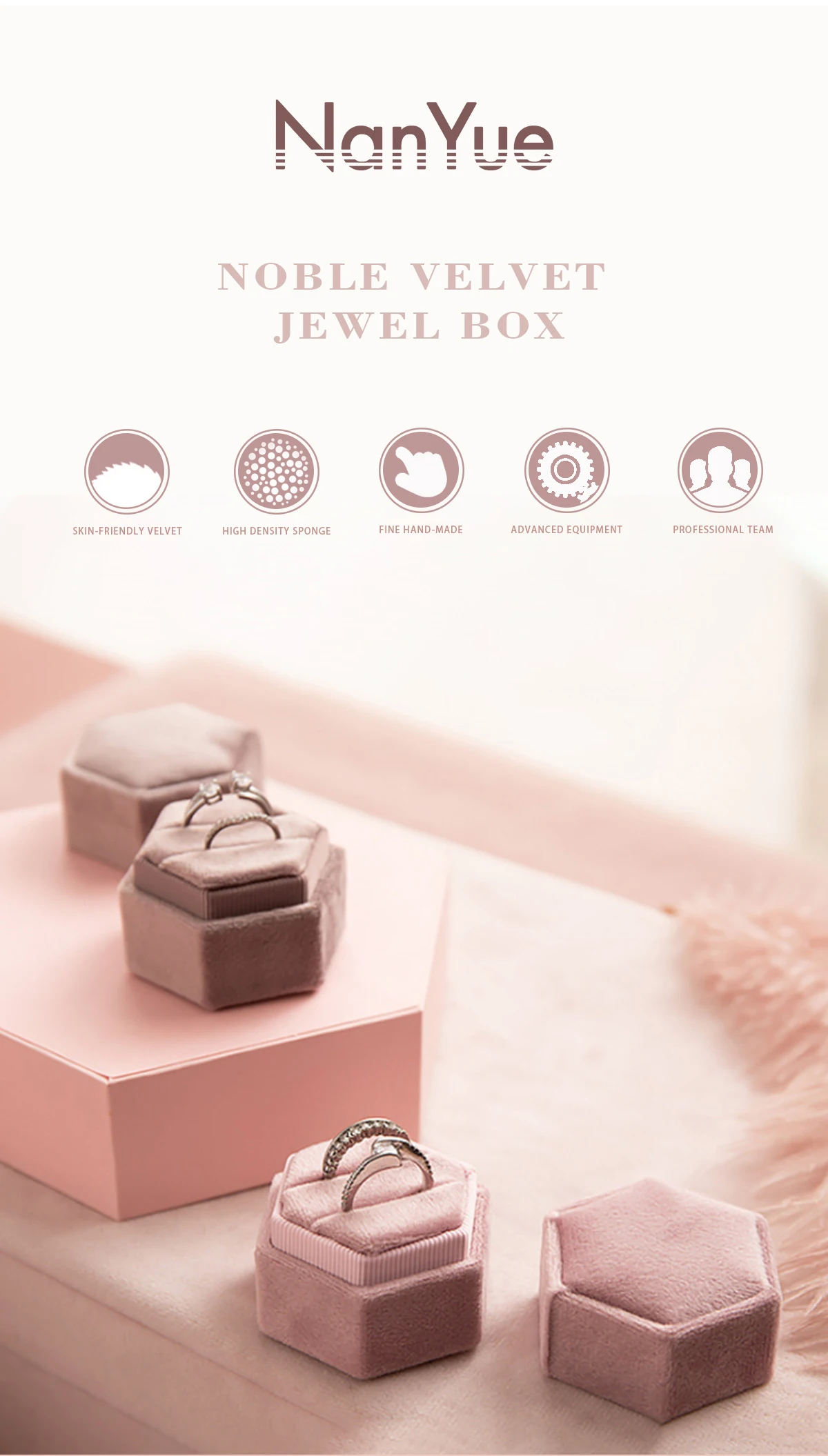 hexagon velvet ring box