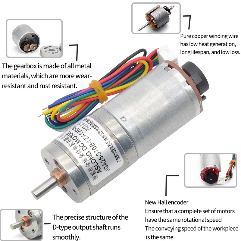 thumbnail image 2 of DC 12V 25GA-370 Gear Motor, 25mm Reduction Motor Low Speed Low Noise Metal Gear Motor For Electronic Lock(12V 500RPM 2 of 10
