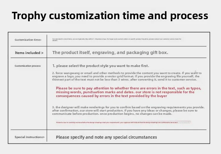 Customization options