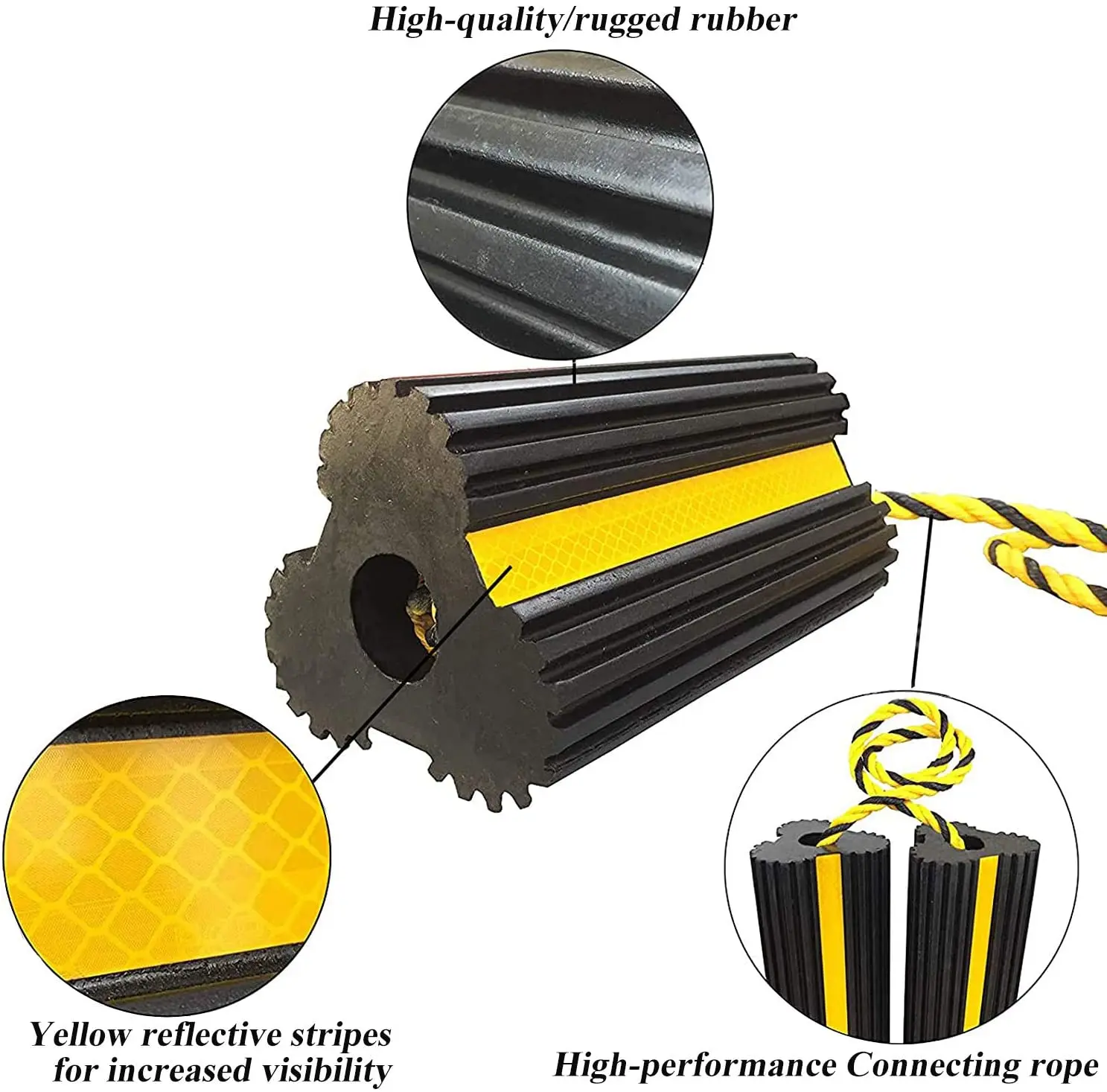 Heavy-Duty Aircraft Rubber Wheel Chock Durable Ploy Rope for Aircraft Truck RV Travel Trailer Helicopter for Car Parking Lot factory