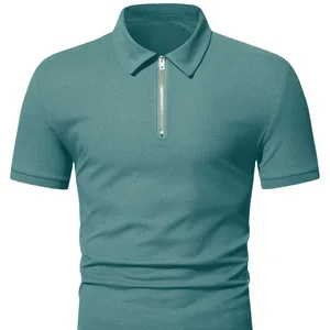 Summer Men's Sports and Leisure Collar Short Sleeved Half Zip Polo Shirt