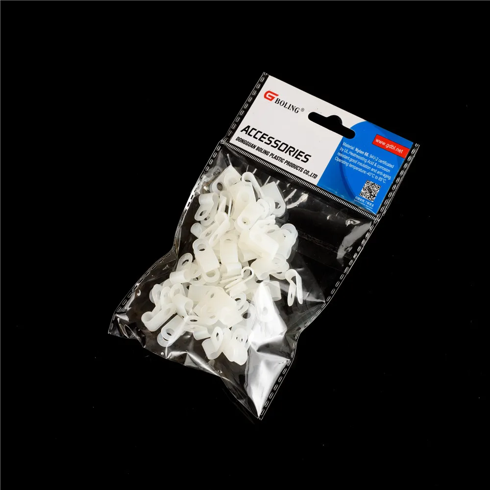 Nylon Screw Mounting R Type Cable Clamp Fastener  Plastic Wires Cord Clip Fixer Holder Organizer