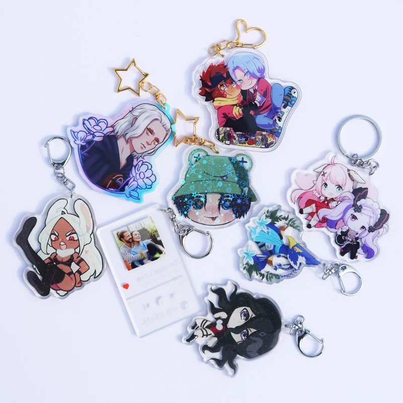 NO MOQ Double Sided Hologram Glitter Clear Shaker Acrylic Charms