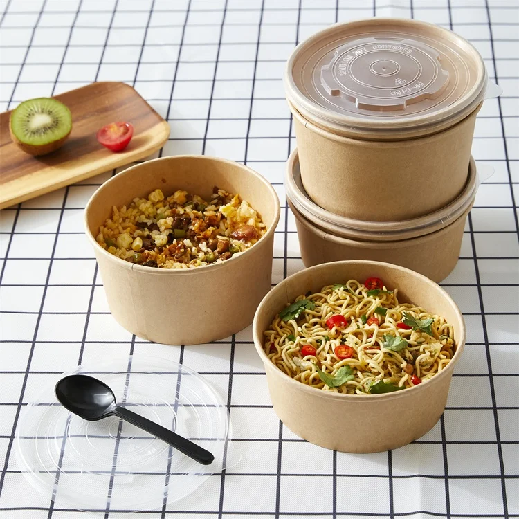 Disposable Kraft Paper Salad Bowl  Disposable Kraft Food Containers -  20/50pcs - Aliexpress