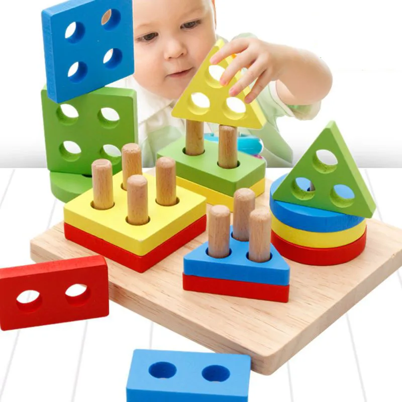 Buy Montessori Multiple Shape Puzzle First Shapes Jumbo Knob Wooden Puzzle Geometric Shape Puzzle Toddler Preschool Learning Material Sensorial Toy For To