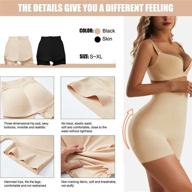 Custom Womens Slimming Plus Size Waist Trainer Shapewear Padded Panties Body Shaper With Butt and Hip Pads