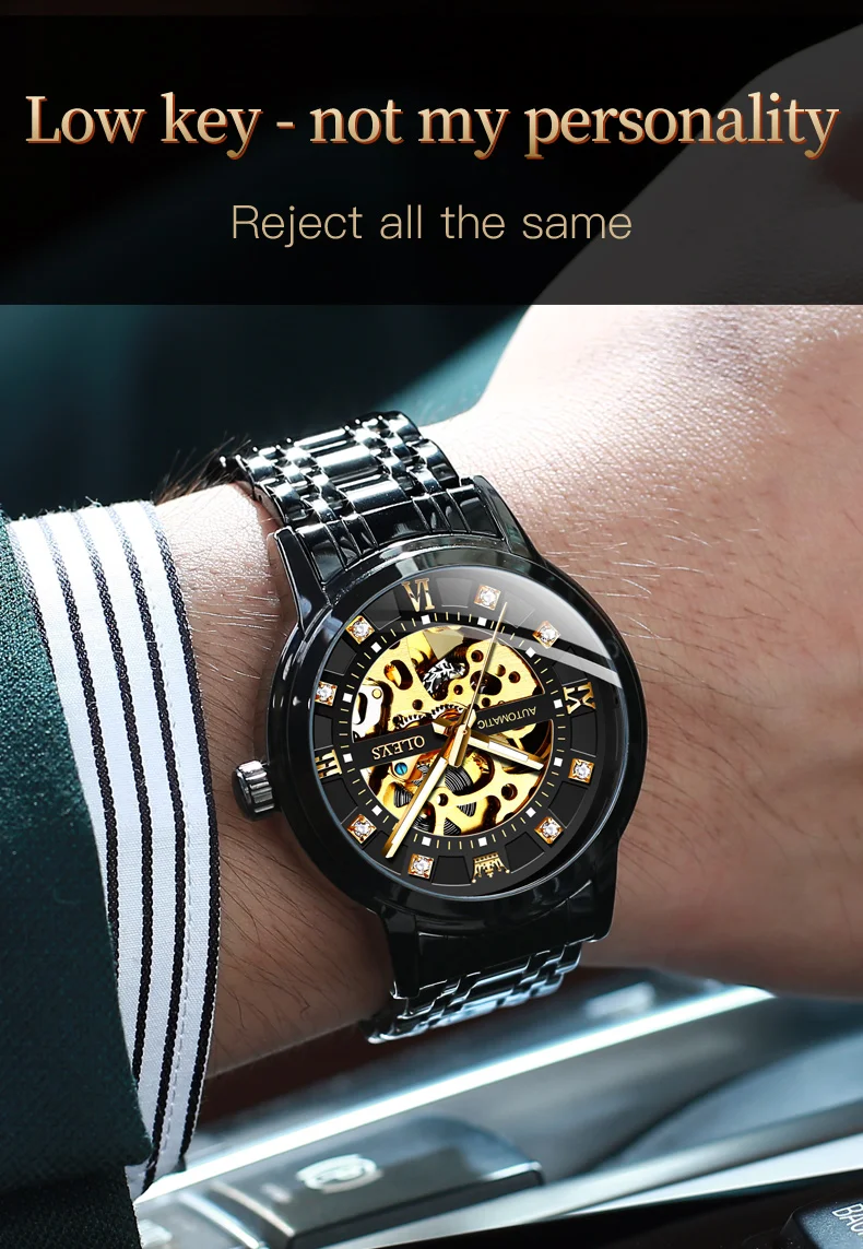 OLEVS 9901 Men's Automatic Mechanical Movement Watches Waterproof Luminous Diamond Design Luxury Brand Business Wrist Watch