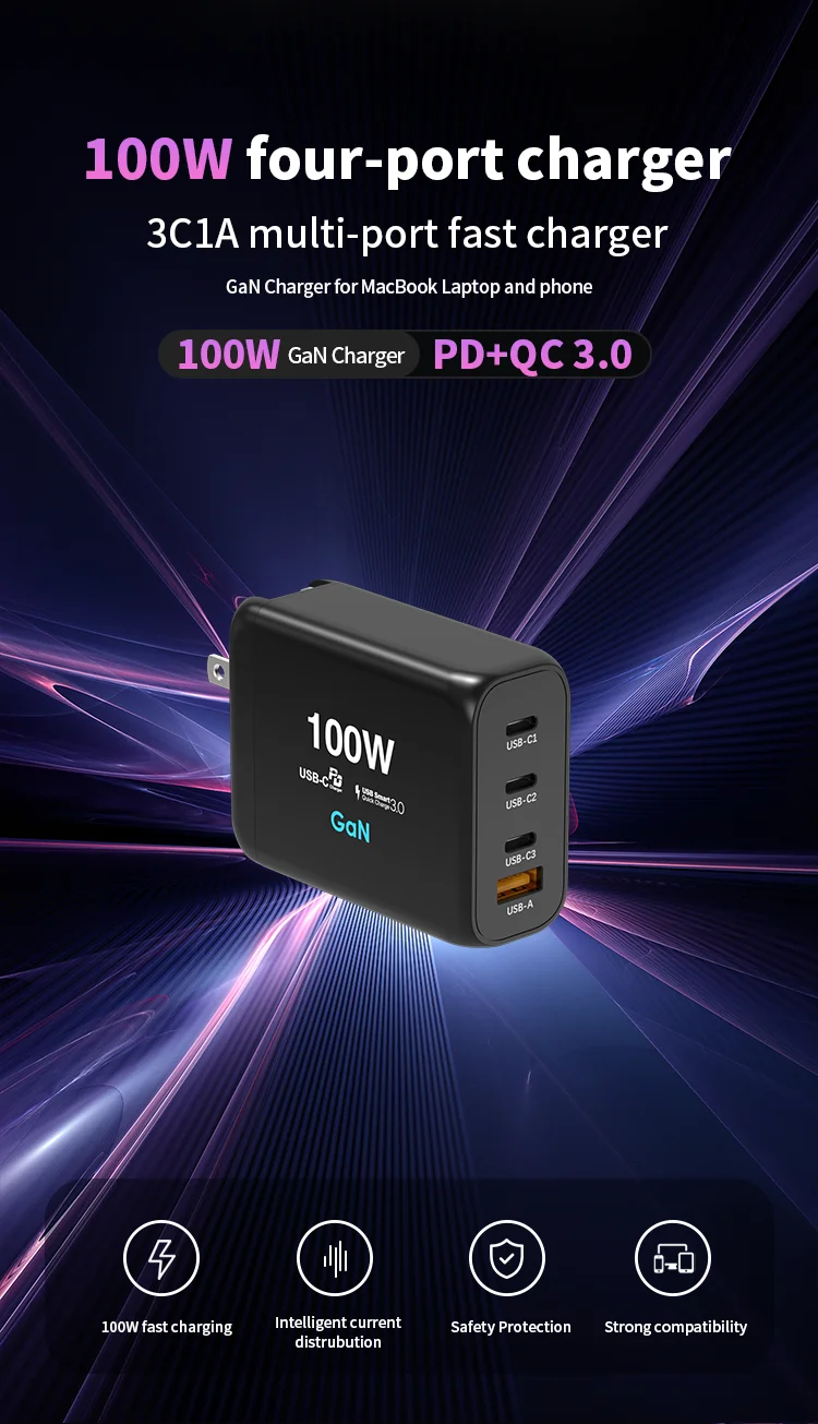 2023 New Products 100w Usbc Pd Fast Type C Gan Charger Univasal