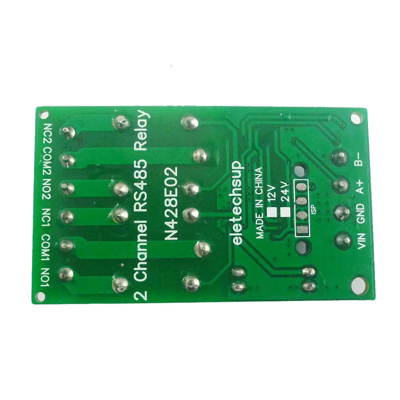 2ch 12VDC RS485 Modbus RTU Relay PC UART Serial Port Switch for Motor PLC Camera Industrial Control System N428E02