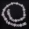 Chaîne 8 maillons en vitrail diamant rose argenté avec fermoir diamant