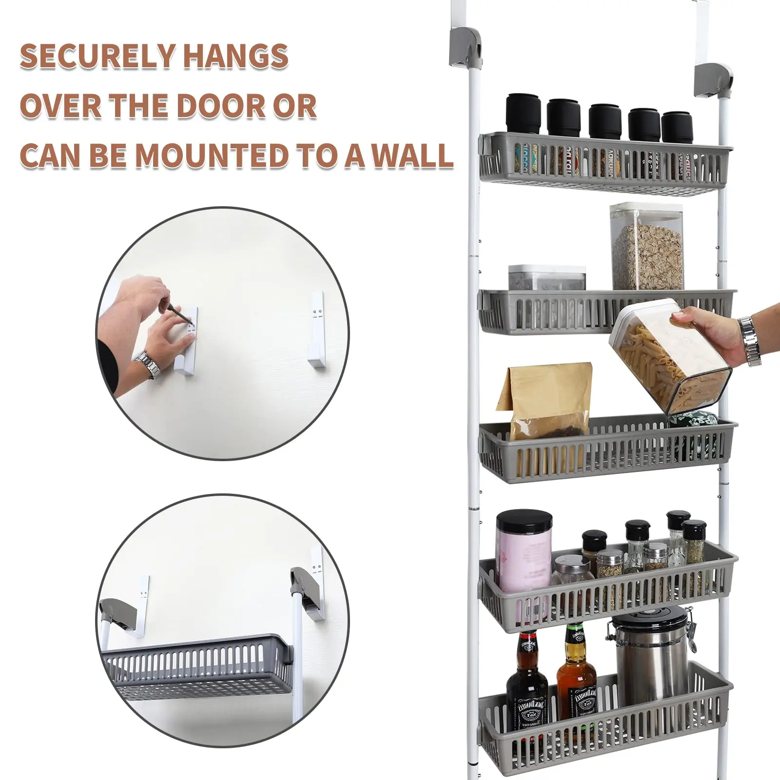 6 Basket Wardrobe Door Hanging Shelf Over The Door Storage