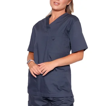 Hot Selling Stylish Medical Scrubs Womens Scrub Nursing Polyester Stretchy Hospital Uniforms Unisex Three Pocket Scrub Tunic