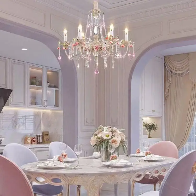 Luxury European Style Crystal Chandelier for Bedroom Dining Room Study Living Room with Adjustable Height Feature