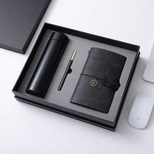Wholesale Custom Logo Teachers' Day Gift Exquisite Gift Boxed Water Bottle Pu Leather Notebook With Stationery Three-Piece Set