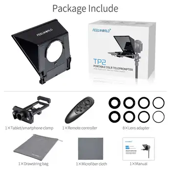 FEELWORLD TP2 Portable 8-inch Professional Teleprompter with Remote Control for DSLR Camera, OEM Factory Direct product image