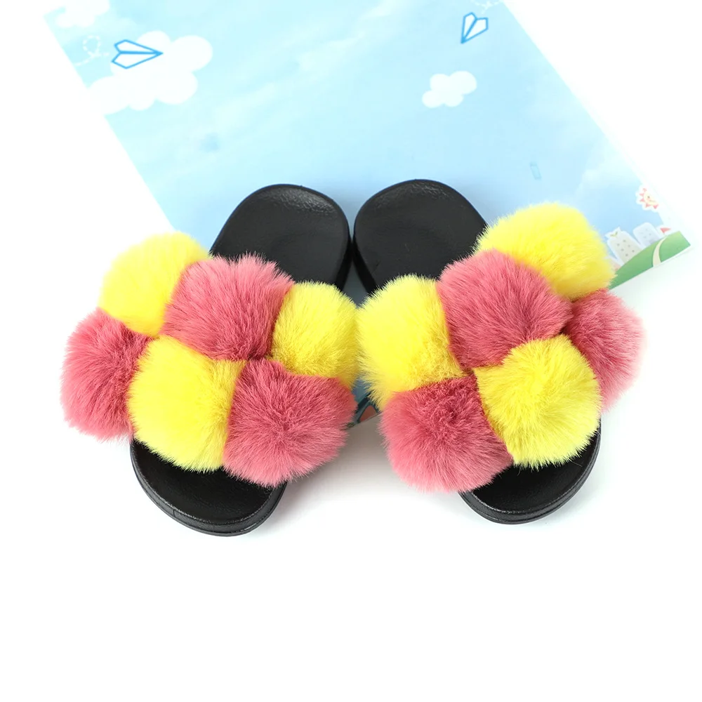 fluff ball slippers in the style