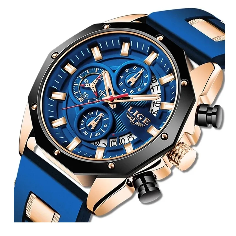 LIGE 8908 Men's Luxury Quartz Chronograph Watch - Sport Waterproof
