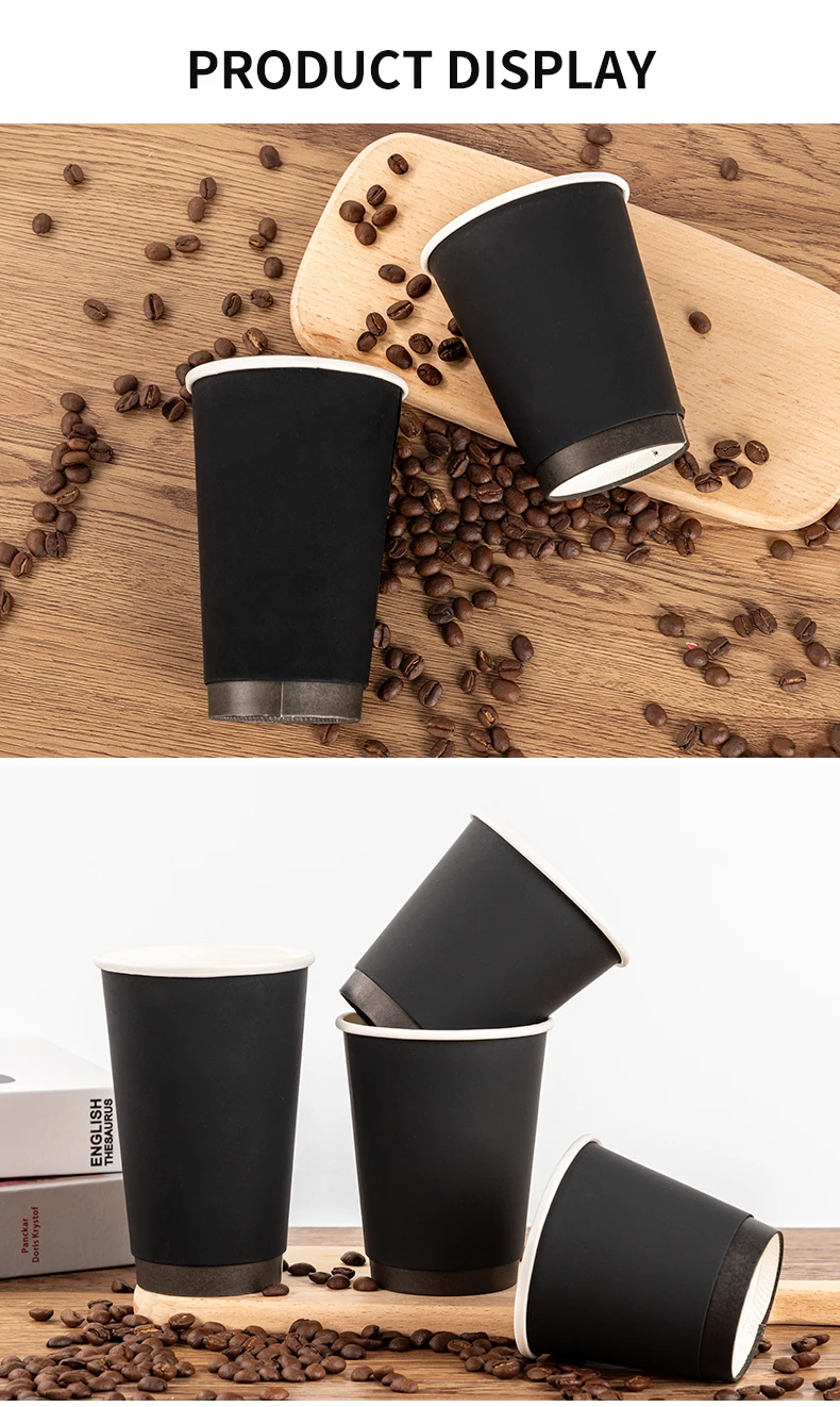 LOKYO Disposable Degradable Black Flocking Cup 8oz 10oz 12oz 16oz 20oz ...