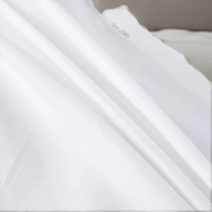 400TC Plain 100% Cotton Satin Fabric - White Hotel Bedsheet Material in Roll, 100"-120" Width for Bed Linen Manufacturing