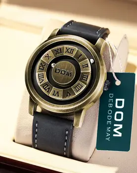 DOM New Gold Watch For Men Fashion Magnetic Quartz Watches Mens Simple Leather Waterproof Wristwatch Luxury Clock relojes hombre