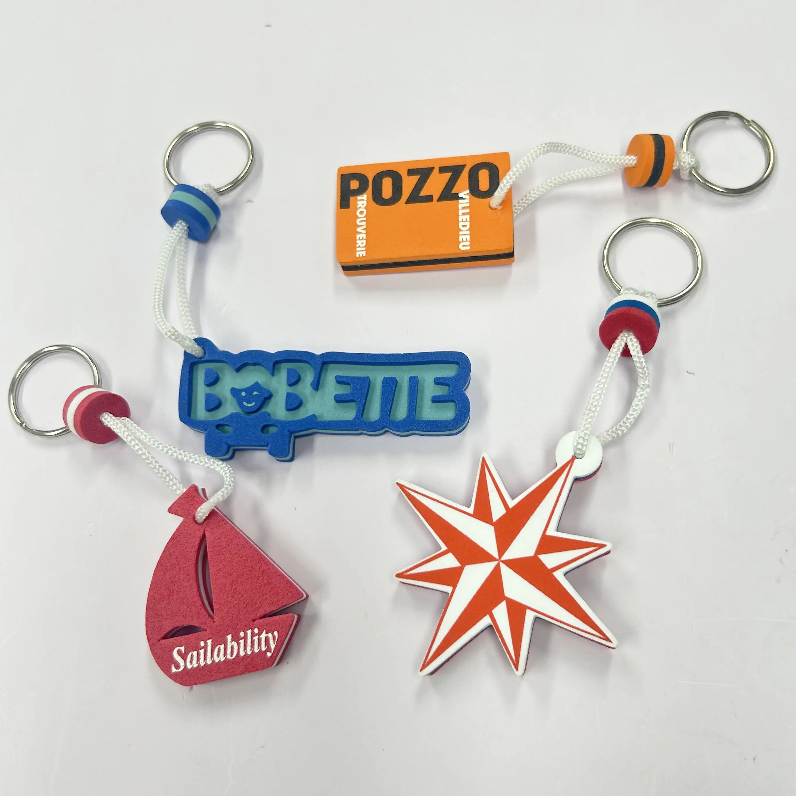 Luminous Promotional Keychains Eva Foam Float Keychain Jacket Pu Foam Ball Keychains
