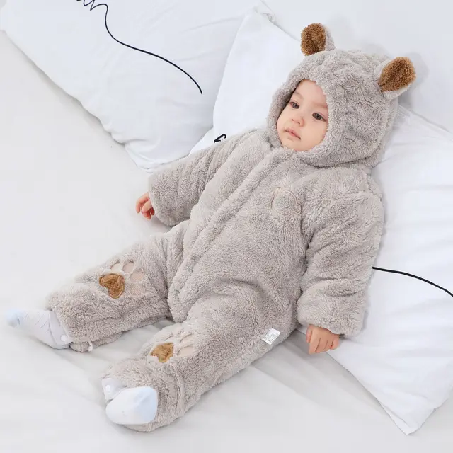 Baby's jumpsuit autumn and winter baby's thickened warm climbing clothes newborn's cotton-padded clothes baby clothes plus velve