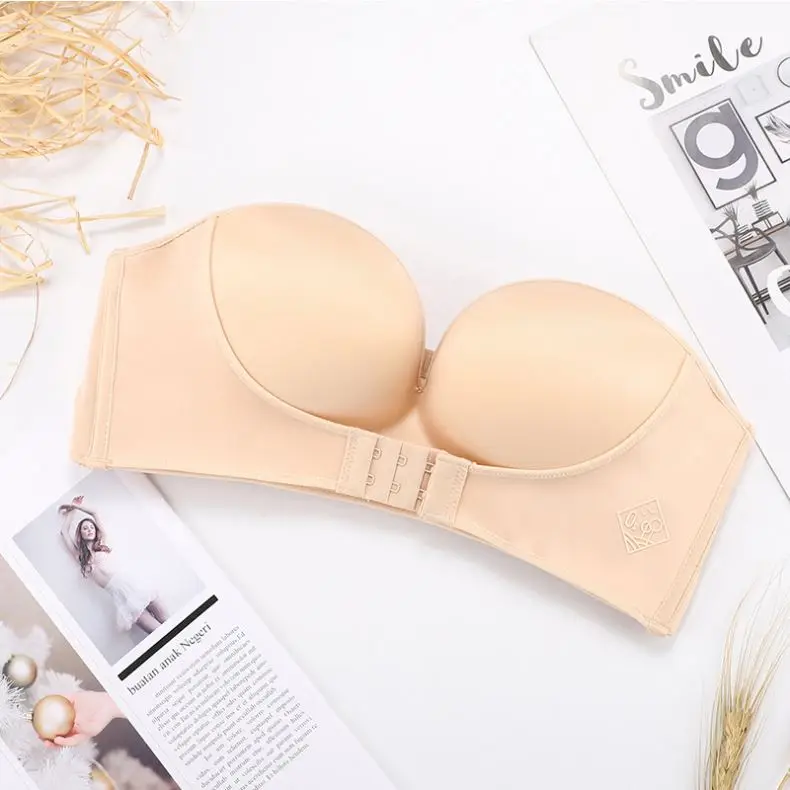 Wholesales Invisible Small Breast 32 Size Wireless Thick Cup Breast Lift Sexy Women Push up Strapless Bra