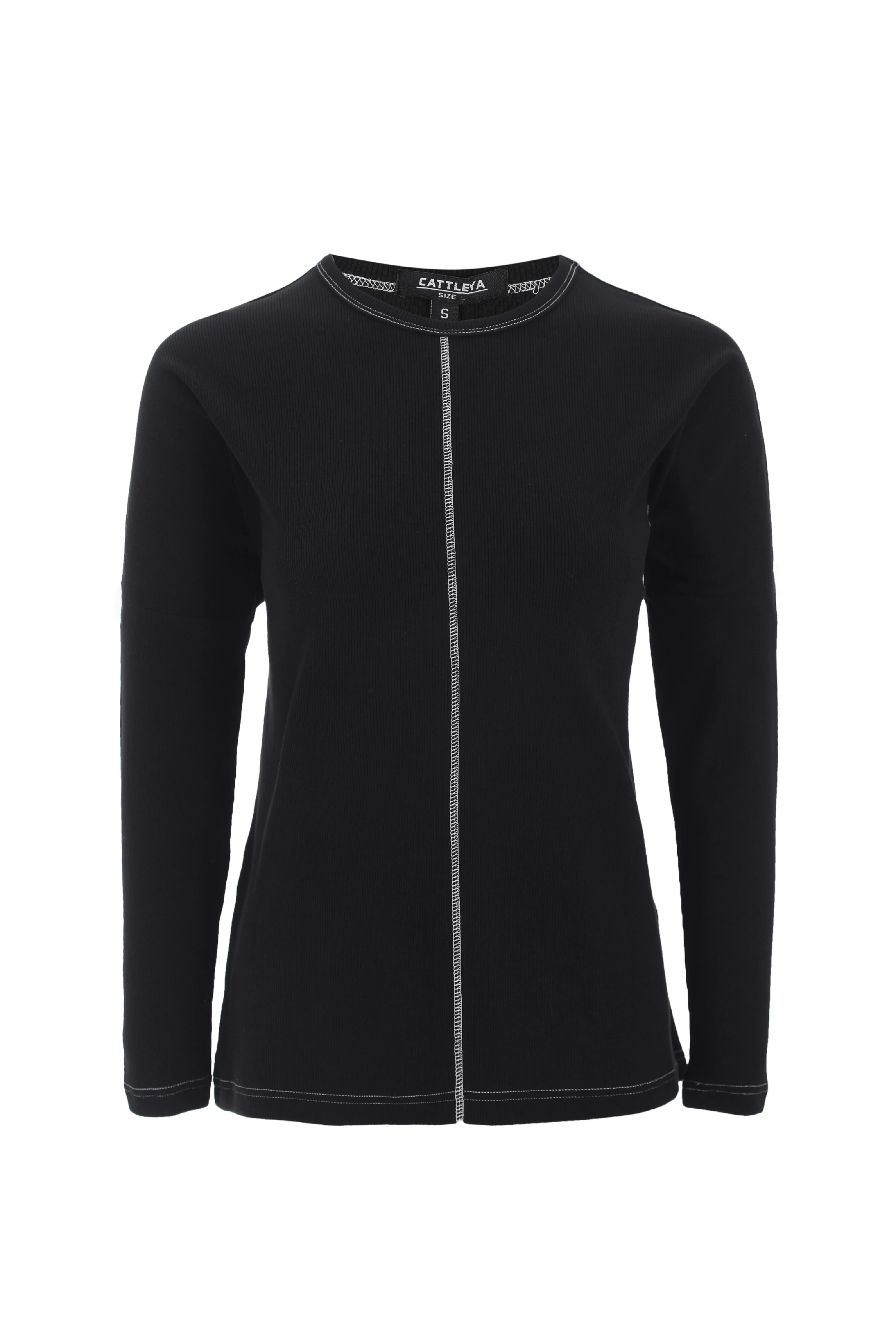 Women Clothing Ladies Rib Shirt Casual Spandex Soft Textile Crew Neck ...