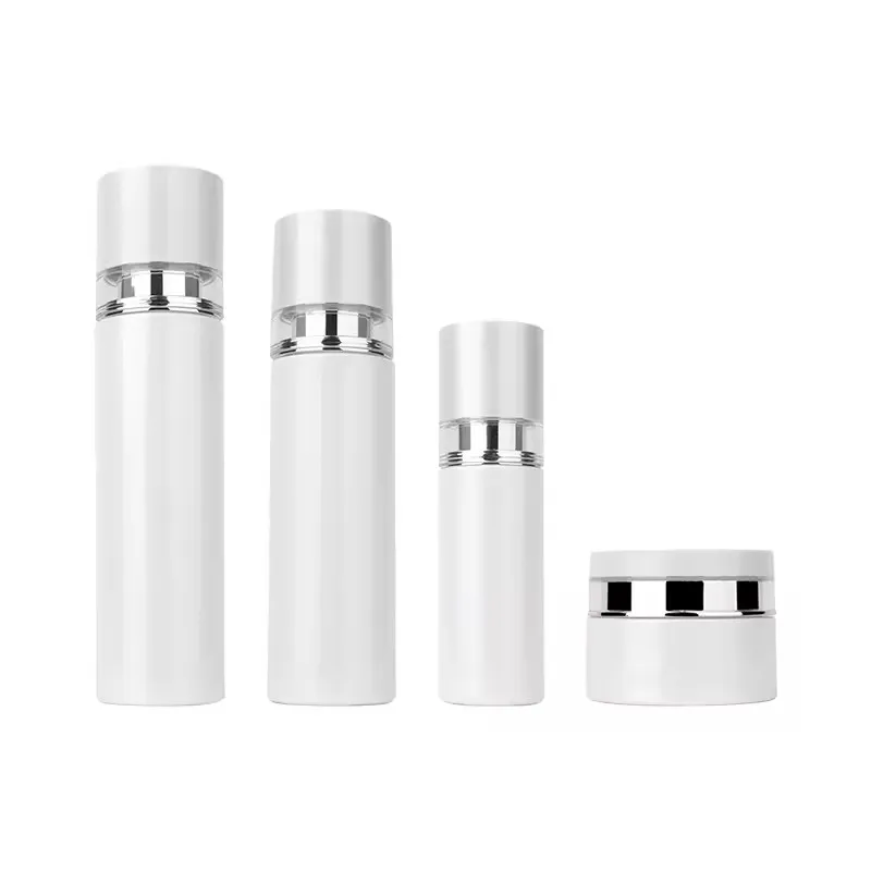 Wholesale pump spray container white luxury cosmetic glass bottles skincare packaging set 50g40ml100ml120ml