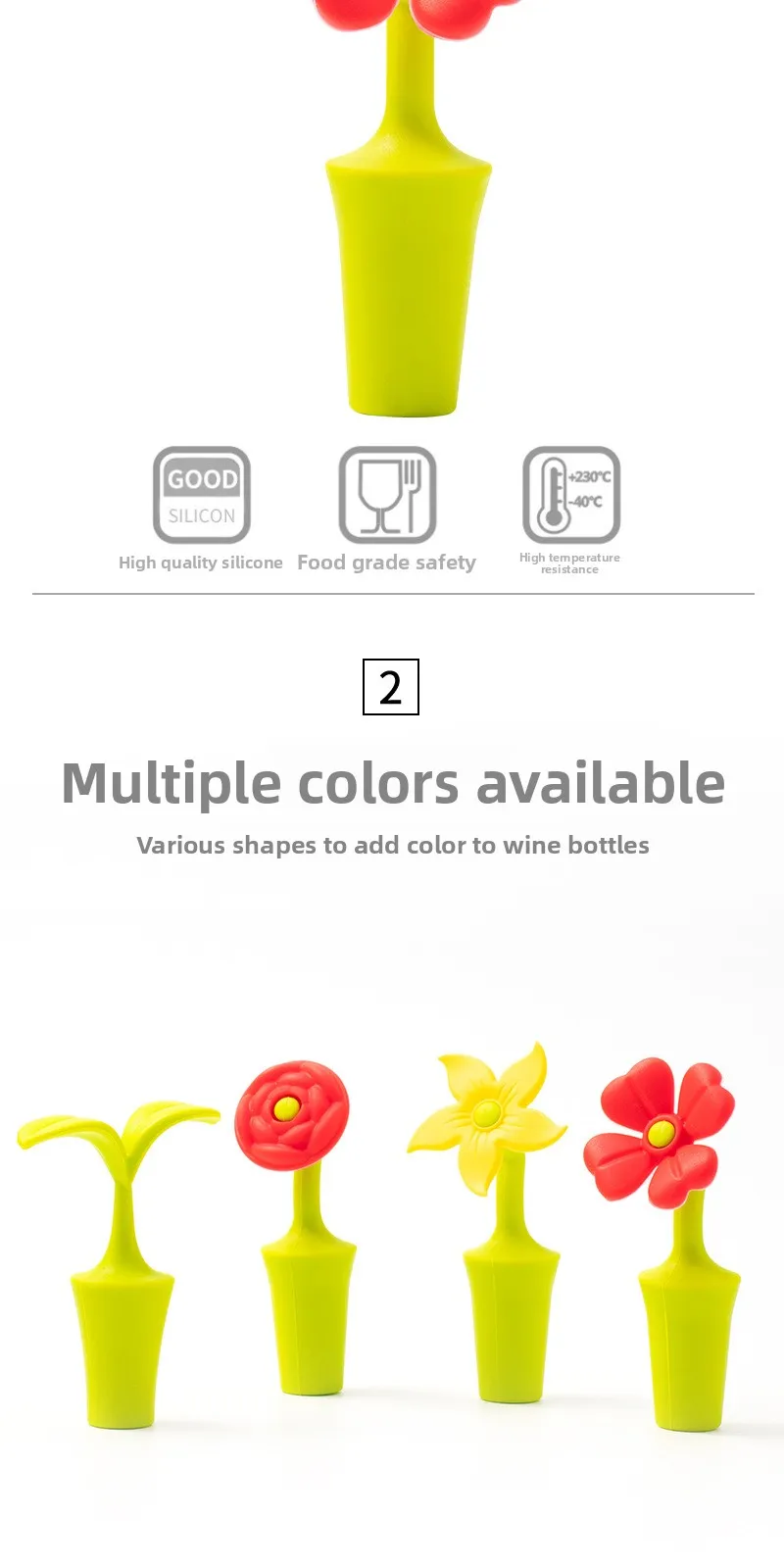 Flower Shaped Silicone Wine Stopper Red Vacuum Bottle Stopper with Household Sealed Kitchen Seasoning Cap for Red Wine Storage supplier